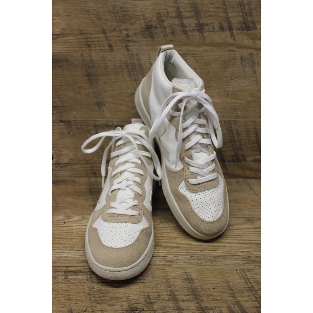VEJA V-15 Hi Top Sneakers Men's‎ 11.5 White Pierre Sahara Leather Casual Shoes
